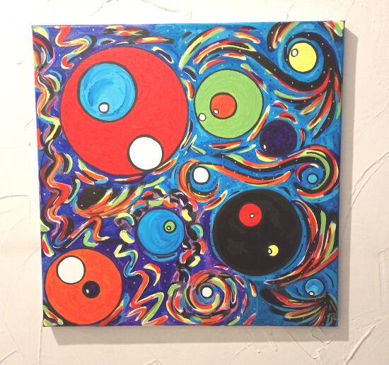 Bulles d'Oxygène 39x39cm Acrylique/huile