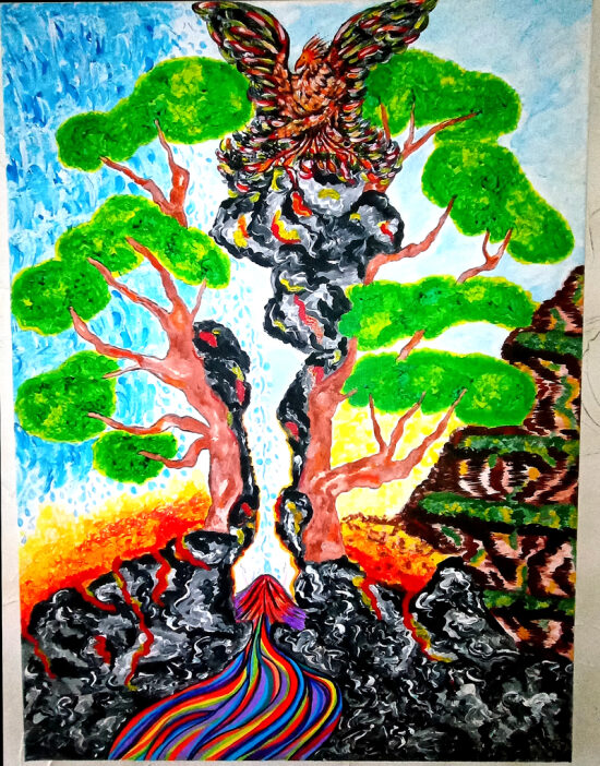 Cascade de Jouvence 60x80cm Acrylique/huile
